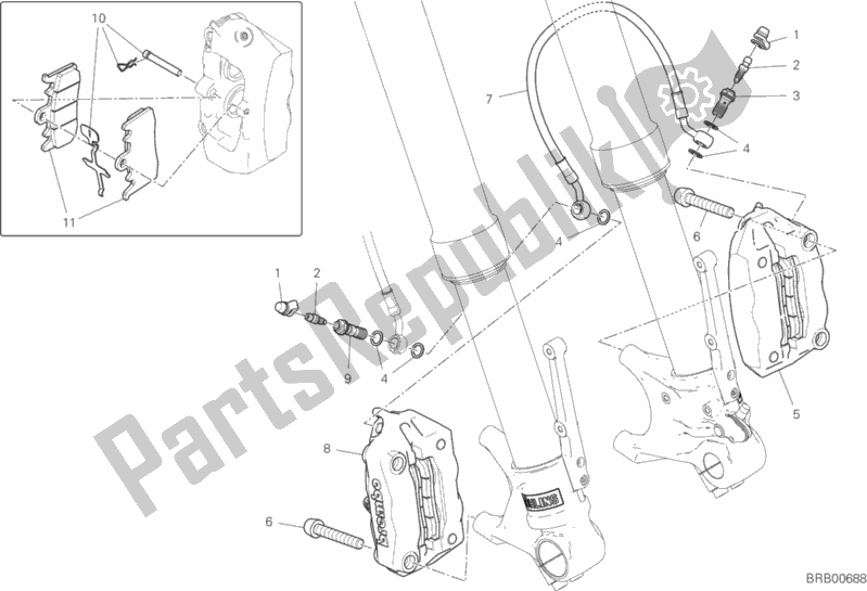 All parts for the Front Brake System of the Ducati Hypermotard 950 SP USA 2019